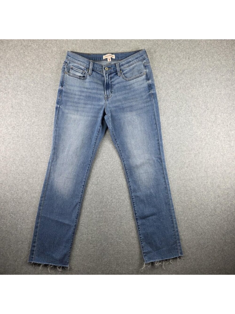 Lucky Brand Jeans Womens 8 Mid Rise Straight Blue Raw Hem Stretch Denim